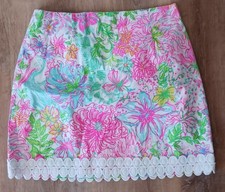 NWOT Lilly Pulitzer Sz 8 IZZY Skirt PARADISE FOUND Floral Lace Trim Cute