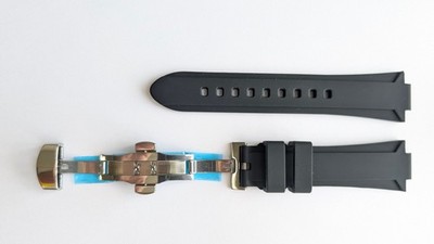 Chronotiempo Black Rubber Silicone Strap Clasp 24mm 12 Band Oris Aquis Watch 775