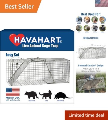 1085 Large 1-Door Easy Set Humane Live Animal Trap for Armadillos, Cats, Grou...