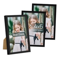 Picture Frame Set of 3, Made of High Definition Glass for 4 x 6, 4x6 Black