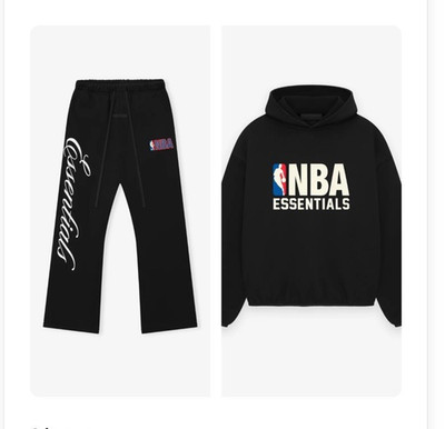 Fear of God Essentials NBA 2-Piece Set Black Hoodie & Flared Sweatpants XS