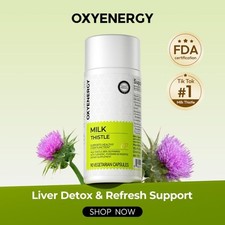 Milk Thistle Liver Detox Supplement   300mg Silymarin   OXYENERGY   90 Veg Capsu
