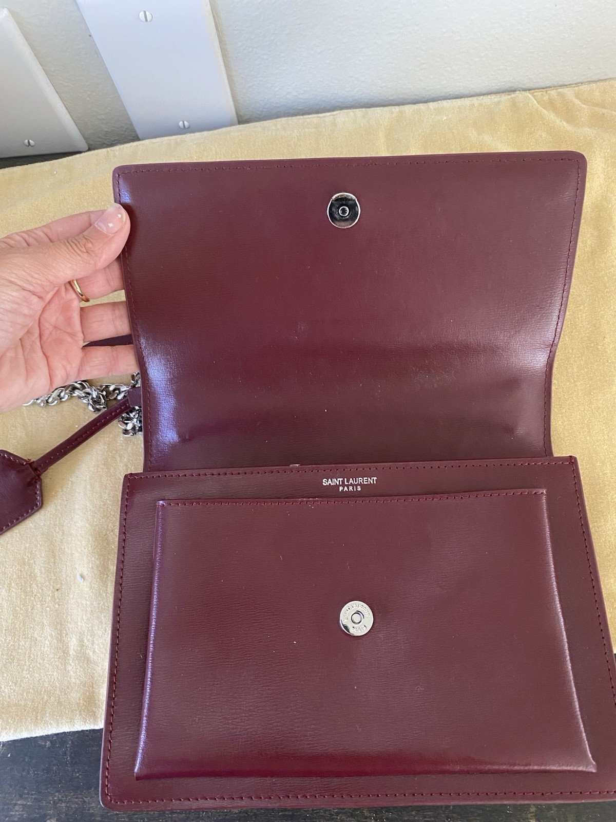 Borsa a tracolla YSL Saint Laurent Sunset media in pelle rossa