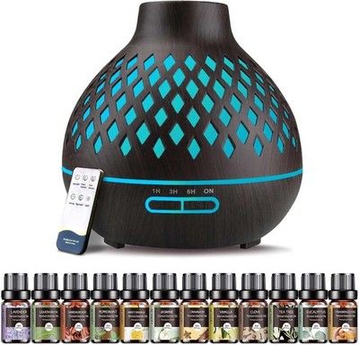 Aroma Diffuser 550ml mit 12 Ätherischen Ölen Ultraschall Fernbedienung Schwarz
