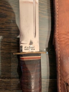 Vintage Kabar 1207 USA Fighting Fixed Blade Knife With Original Leather Sheath