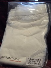 Comfort Choice Women  s Brief Panties In White Size 14 Plus Size 5 Pack NIP