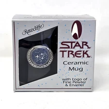 Rawcliffe Star Trek United Federation Ceramic Mug Pewter Enamel Vintage 1994