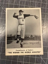 1963 KAHN'S WIENERS BASEBALL CARD BILL MAZEROSKI PITTSBURGH PIRATES NM CONDITION