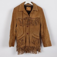Vintage 50s Sears Western Wear Women's Leather Suede Fringe Jacket Coat Lined