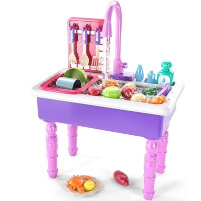 Kitchen Sink Toys Electric Dishwasher Playing Toy Running Water Play Food Tab