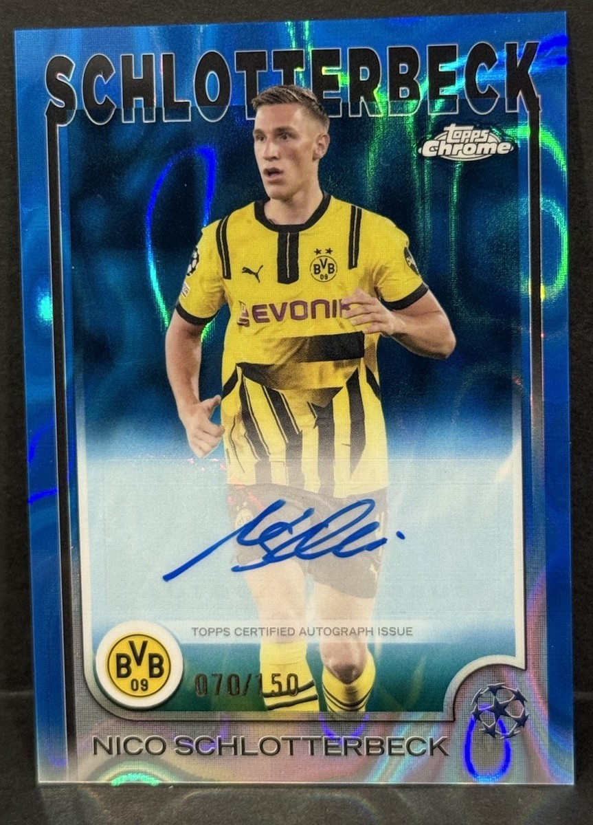 2024-25 Topps Chrome UCC Dortmund Nico Schlotterbeck Auto Blue