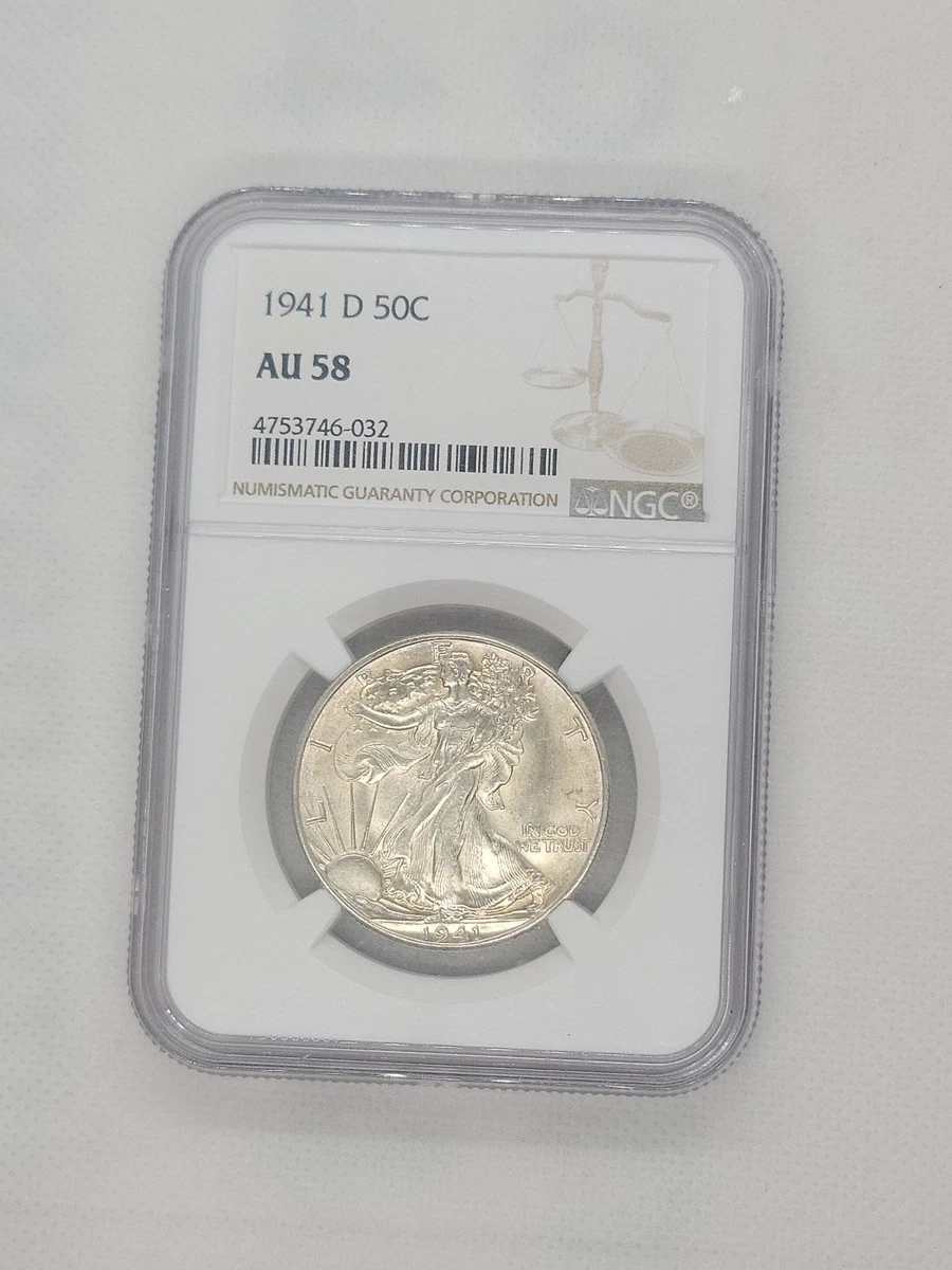 AU 58 Graded 1941 Year Liberty Walking Half Dollars (1916-1947
