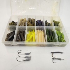5 Fishing Hooks & Loose Soft Bait Plastics Mixed Lot Gitzits 12 Types Over 30-PC