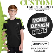 Custom Embroidered Sport-Tek Youth Competitor Crew Kids Clothing Gift For Son