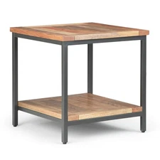 SIMPLIHOME Skyler SOLID MANGO WOOD and Metal 22 inch Wide Square Industrial