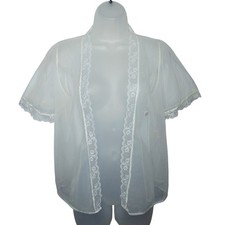 VTG 90s Frederick's of Hollywood Peignor Wrap S Sheer Lace Robe Bridal Etheral
