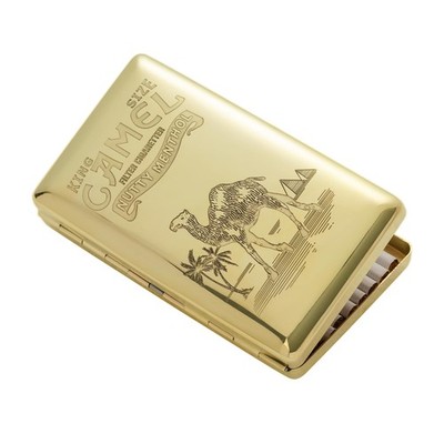 Slim Vintage Metal Cigarette Case Laser-Etched Design Holds 14-20