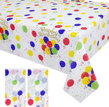 Colorful Balloons Plastic Tablecloth Rectangle - 2 Pcs Party Tablecloth Disposab