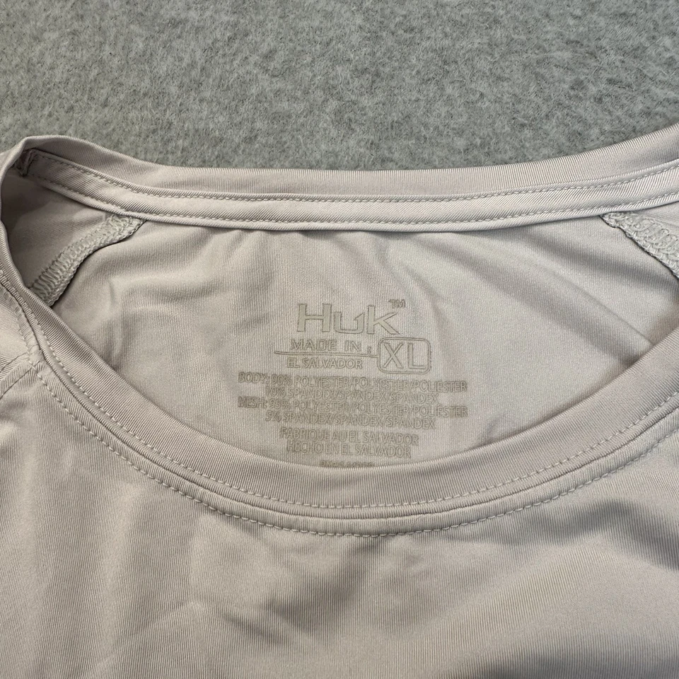 Camisa Huk Fishing Performance Manga Larga Gris Juvenil XL Bandera Americana Poli Foto 3 de 4