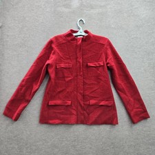 Pendleton Women Jacket L Red Classic Merino Wool Long Sleeve
