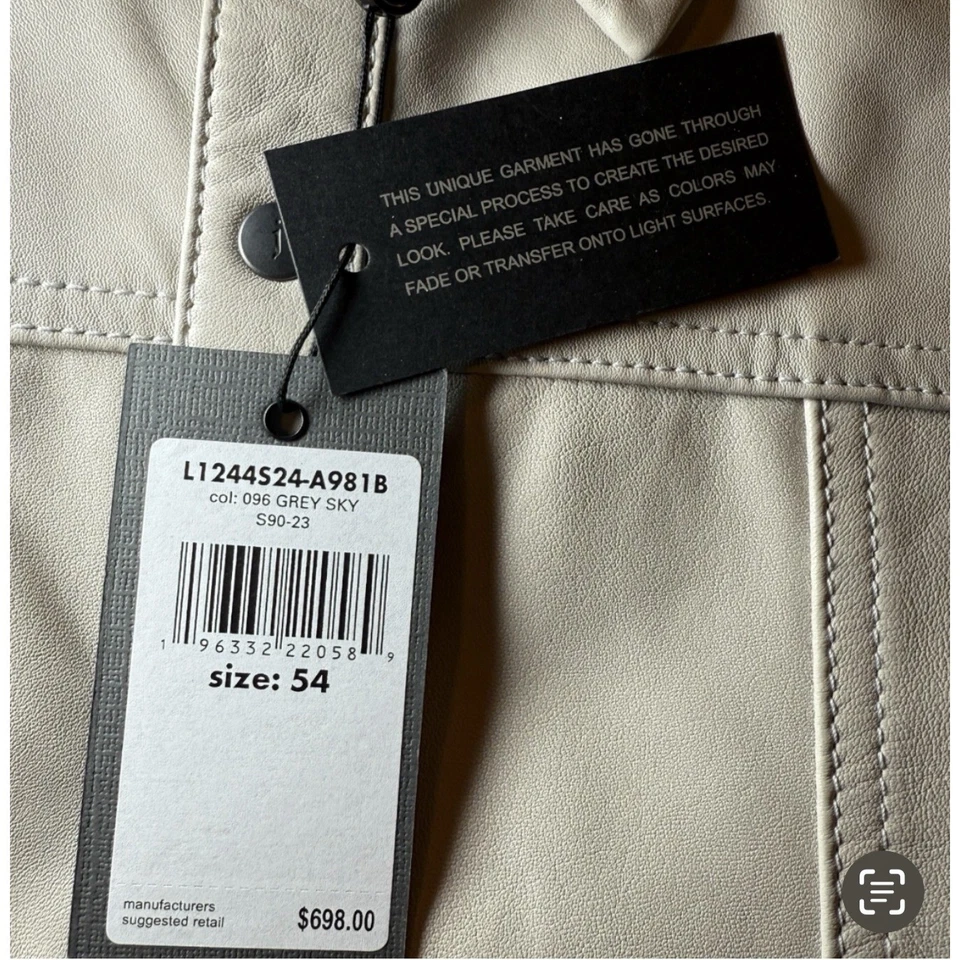 John Varvatos Colección Piel de Oveja Cuero Broche Frontal Gris Cielo Talla 54 Foto 3 de 4