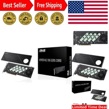 High-Speed Hyper M.2 x16 PCIe Card - 4 NVMe Drives, Compatible with AMD & Intel