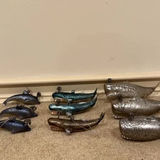 Victorian Dolphin and Whale Glass Ornaments Primitives By Kathy (Lot of 9)