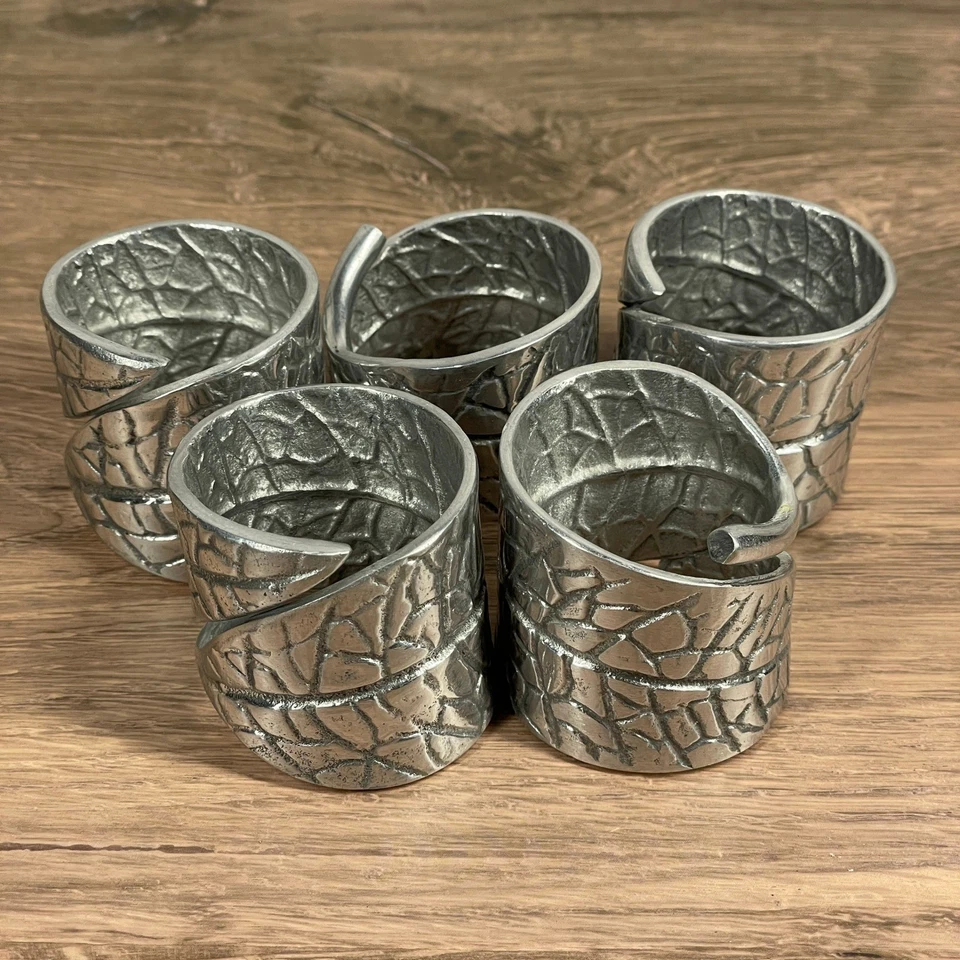 Juego de 6 candelabros con diseño de hoja de metal plateado con servilleteros decoración Foto 4 de 4