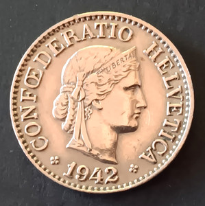 1942  Switzerland 10 Rappen High Grade