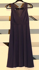 Halston Heritage Navy V-Neck Sleeveless A-Line Dress Size 4 NWT Originally $375