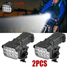 2xRechargeable LED Mountain Bike Lights 90000LM Bicycle Torch Front Lamp+Bracket