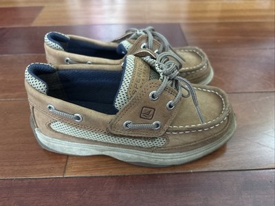 Sperry Top-Sider Lanyard 2-Eye Youth Boat Shoes Tan Leather Size 1M   Nautical