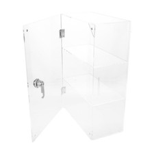 Clear Acrylic Display Case, 3 Tiers Shelves, Lock And Key Closure