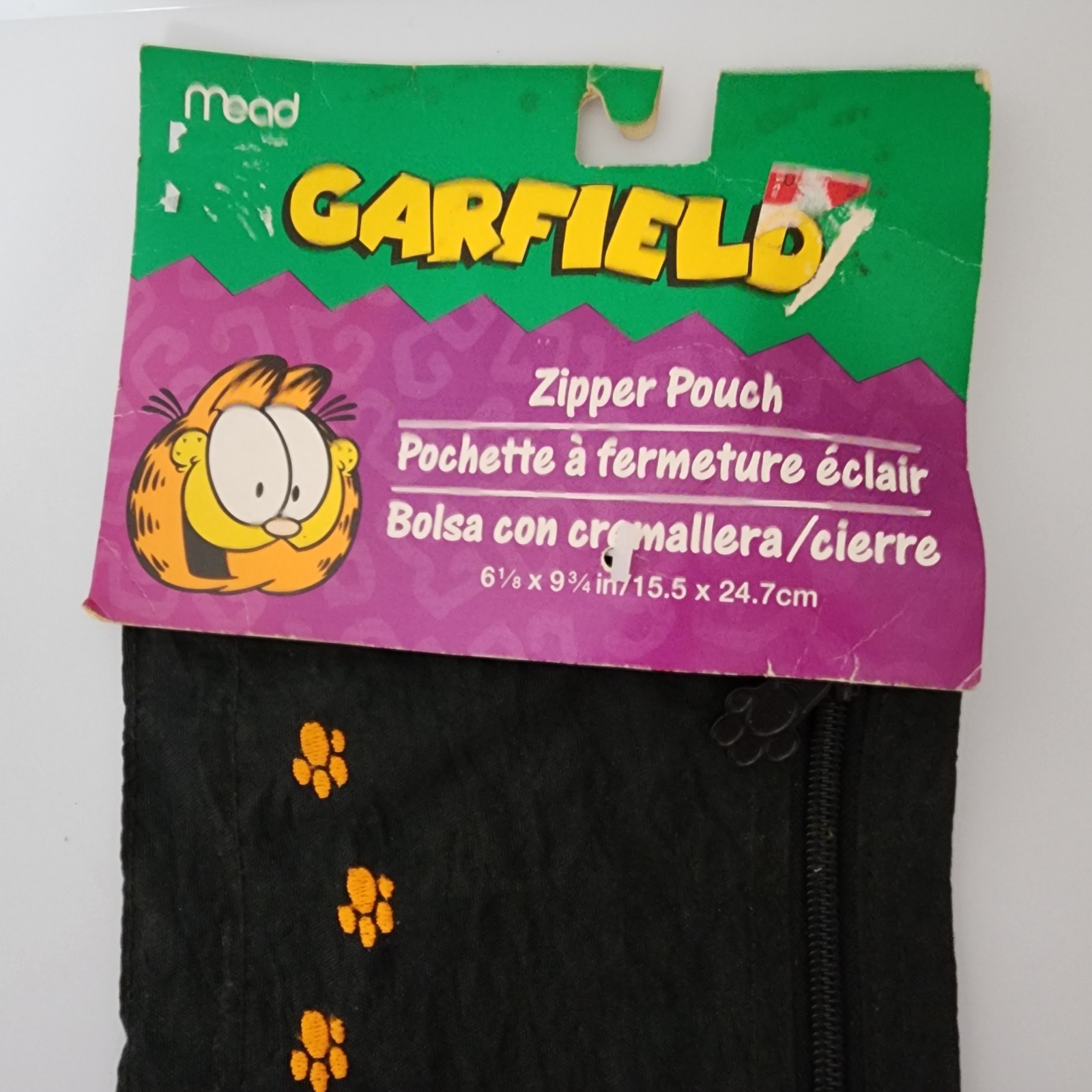 Vintage 1997 Mead Garfield School Zipper Pencil Pouch Soft Case 3 Ring Binder