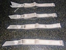 NEW Lot 4 White Detachable Garters with Stockings Clips 11 Inch Adjustable Satin