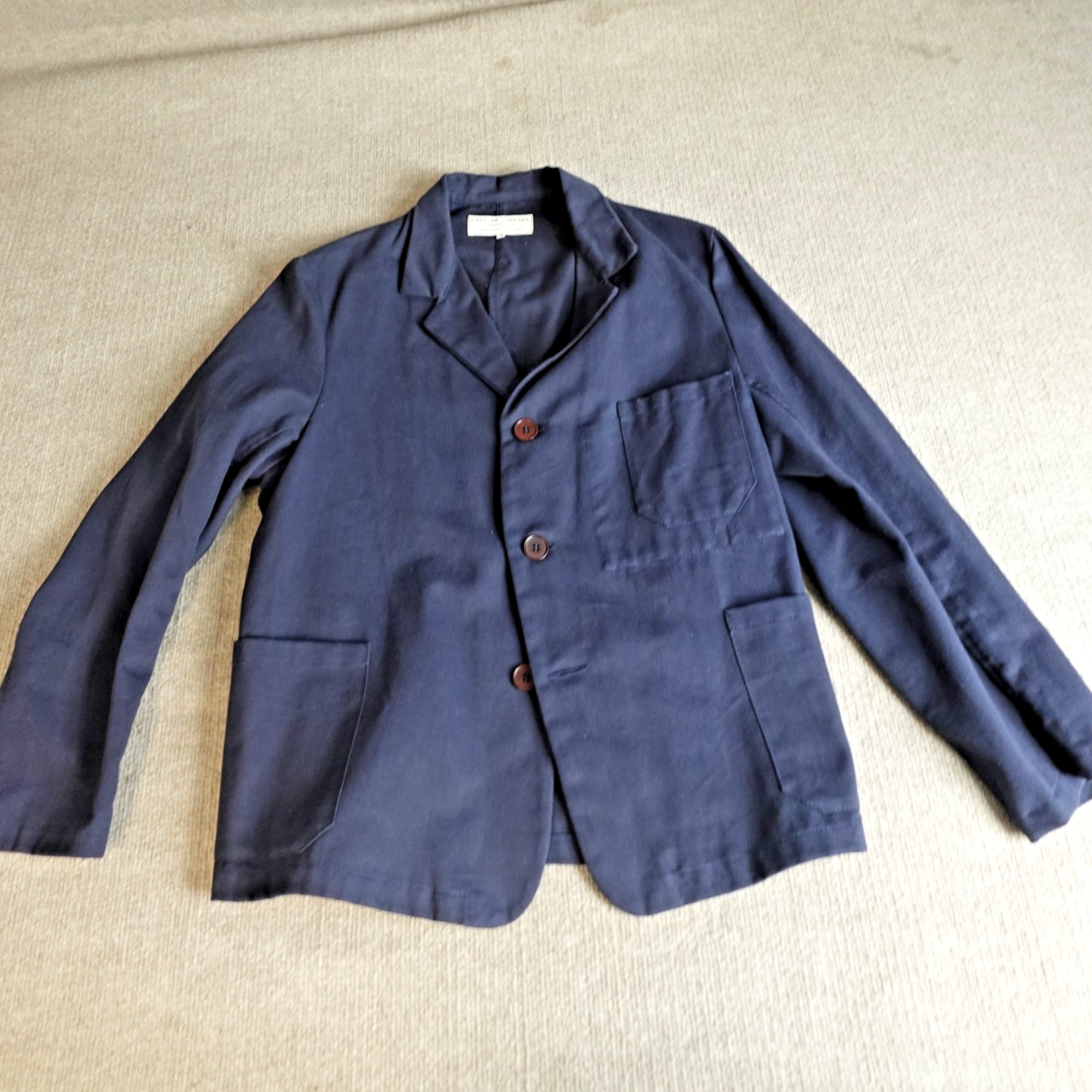 Carrier Company Sport Coat Medium Blue Patch Pockets Unstructured Unlined Twill