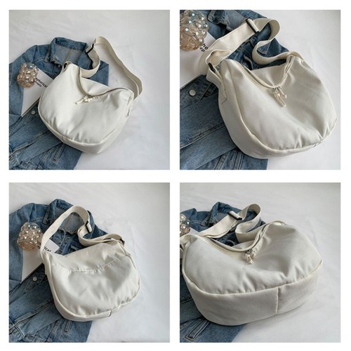 Canvas Shoulder Bag Large Capacity Hobo Tote Bag Minimalist Crossbody Bag - Picture 11 of 15