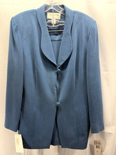 Jones New York Womens 2 Piece Silk Skirt Suit Bluish Gray Size 14 NWT