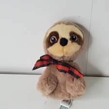 Eco Nation by Aurora Sloth Plush Stuffed Animal Toy 6" Red Plaid Bow