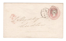 1858 QV GOOD 1d PINK COVER WEYMOUTH SIDEWAYS DUPLEX TO LUDLOW