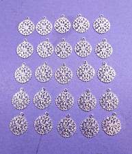 25 Silver Tone Metal SNOWFLAKES Pendant Charm "1/2" Jewelry Crafts