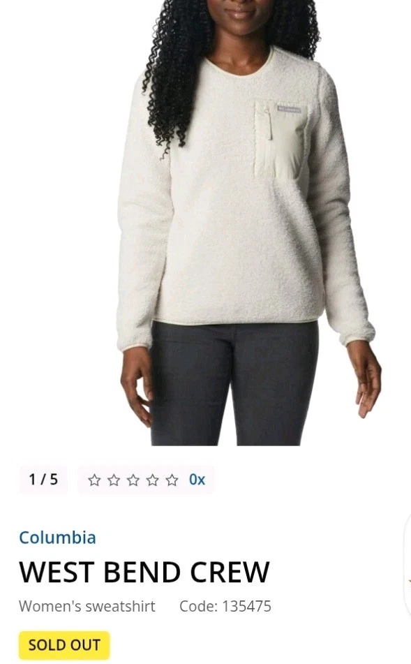 Nuevo Columbia West Bend Crew Peluche Sherpa Polar Sudadera XXL Pullover Marfil Foto 4 de 4