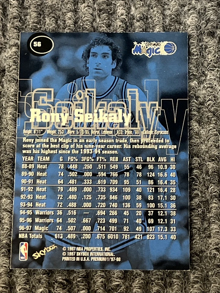 SkyBox Premium #56 Rony Seikaly 1997-98 Foto 2 de 2
