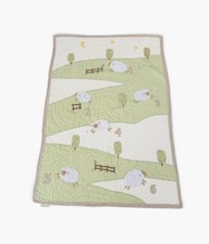 Rare Pottery Barn Kids Counting Sheep Baby Quilt Blanket Sage Green 25 x 34