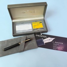 Vtg SHEAFFER Connoisseur White Dot Black Gold Fountain Pen 18k Nib Sz F Orig Box