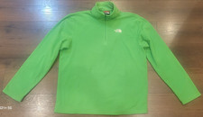 The North Face Mens Soft Fleece Pullover Bright Green 1/4 Zip Polartec Sz Medium