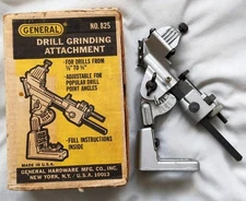 Vintage General No. 825 Drill Grinding Attachment Made in USA with Box 1/8-5/8