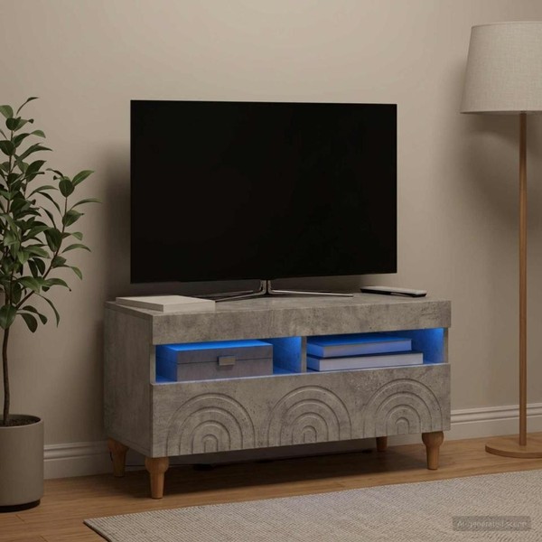 Led-Tv-Schrank Alkmaar 81 X 35 X 43 Cm Betongrau Holzwerkstoff-image