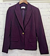 Calvin Klein Womens Office One Button Blazer Jacket Plum Purple Solid See Desc.