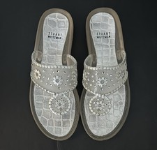 Stuart Weitzman Jelly Crystal Embellished Stud Sandals US 8 runs small 